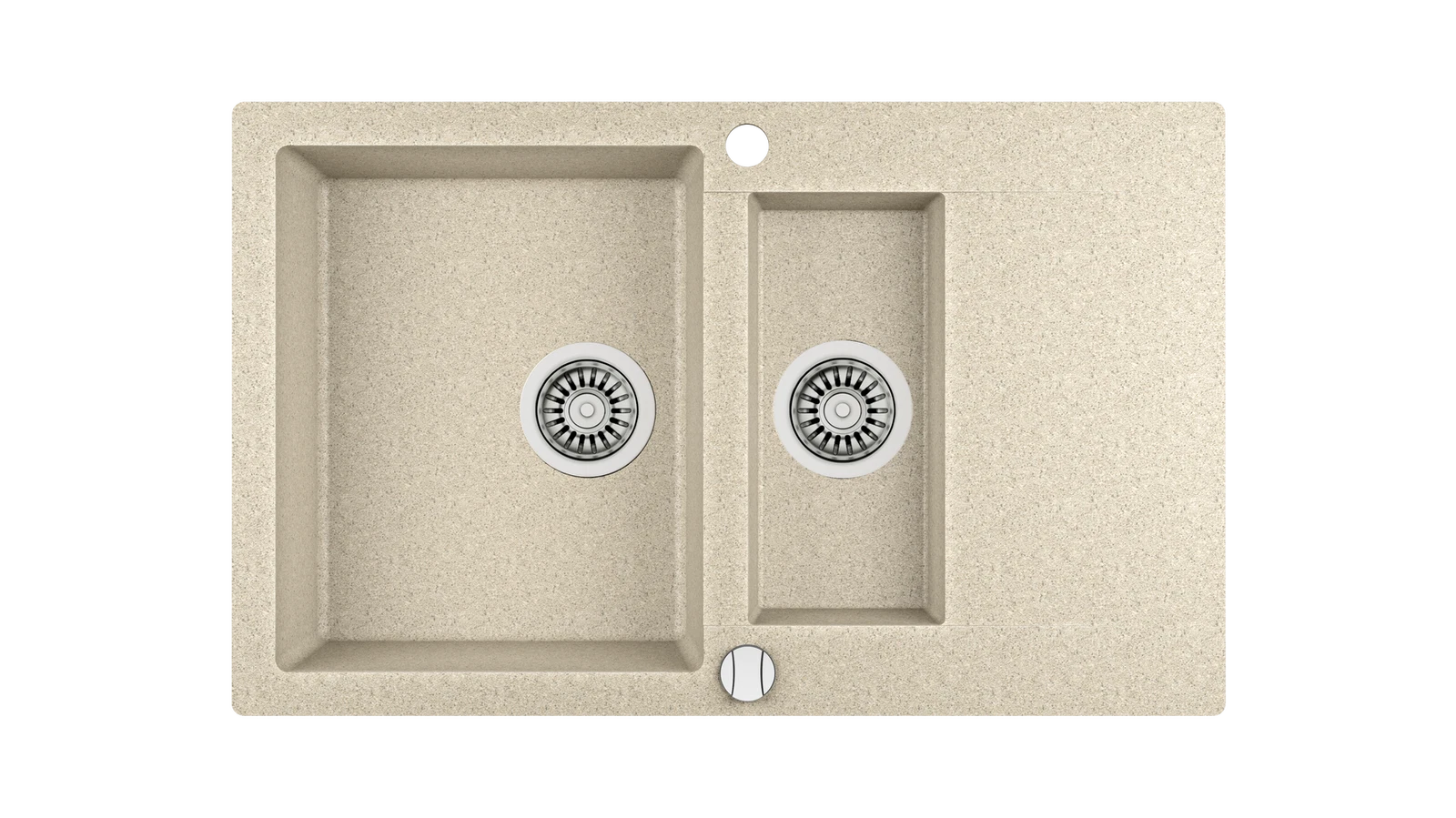 Мойка врезного монтажа из Тегранита с 1-ой основной и 1-ой дополнительной чашами CLIVO 60 B-TQ 1½B 1D DUNE BEIGE
