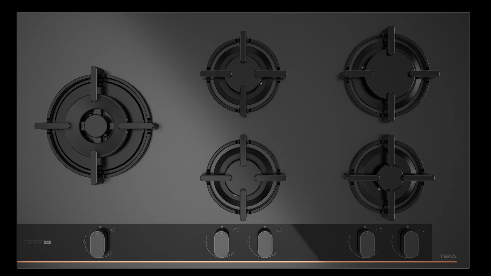 Варочная панель газ на стекле 90 см GBC 95-G1 GBC Infinity Matt Black