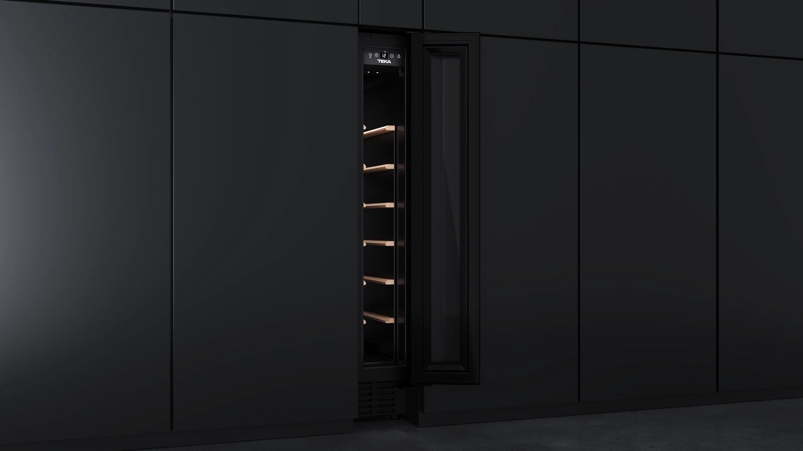 Встраиваемый винный кулер подстольного монтажа RVU 10008 BLACK GLASS