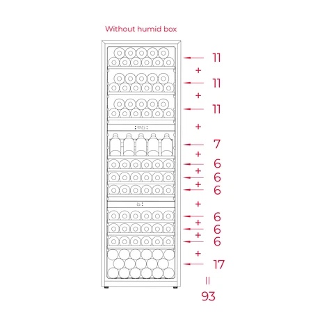 Встраиваемый в колонну винный кулер c 3-мя независимыми зонами охлаждения RVI 30097 BLACK GLASS