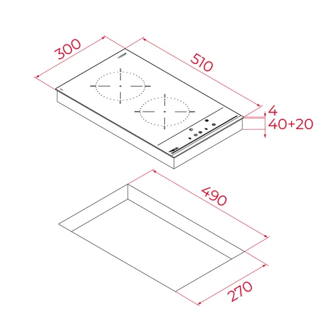 Модульная стеклокерамическая варочная панель 30 см TZC 32000 TTC BLACK
