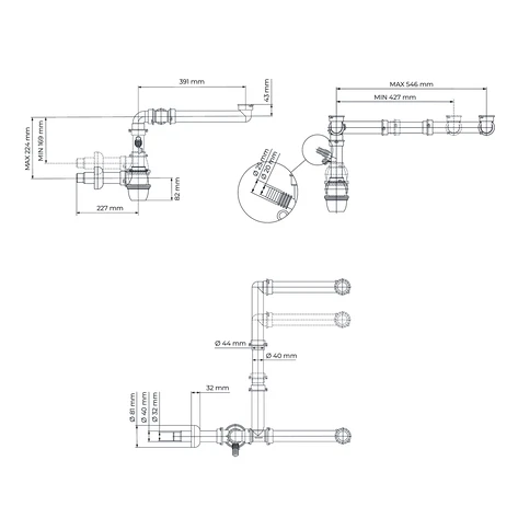 Соединительные трубки и сифон Teka Белый