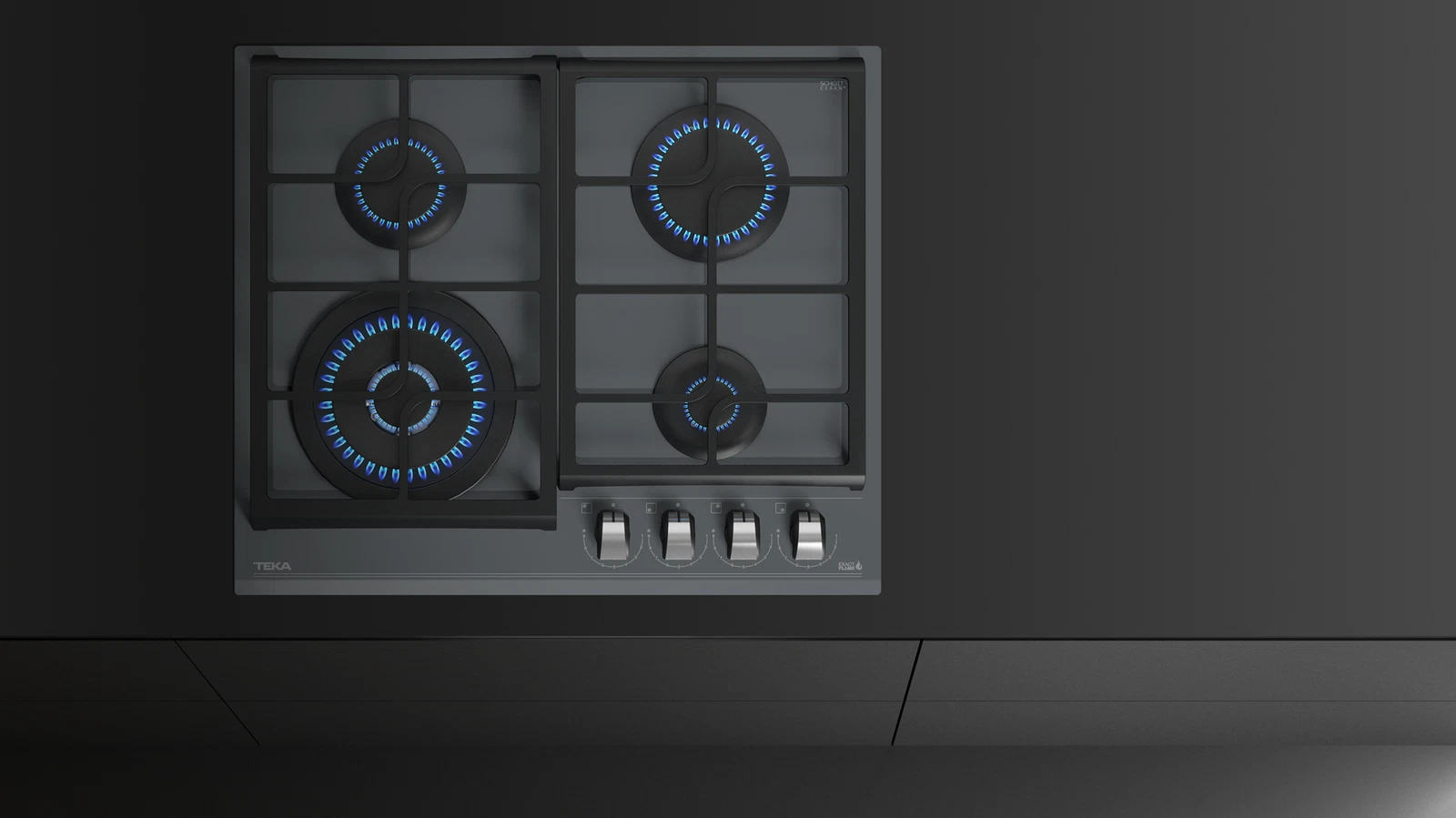 Варочная панель газ на стекле 60 см / Коллекция Urban GZC 64320 XBN STONE GREY