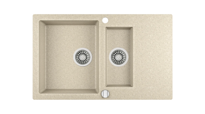 Мойка врезного монтажа из Тегранита с 1-ой основной и 1-ой дополнительной чашами CLIVO 60 B-TQ 1½B 1D DUNE BEIGE
