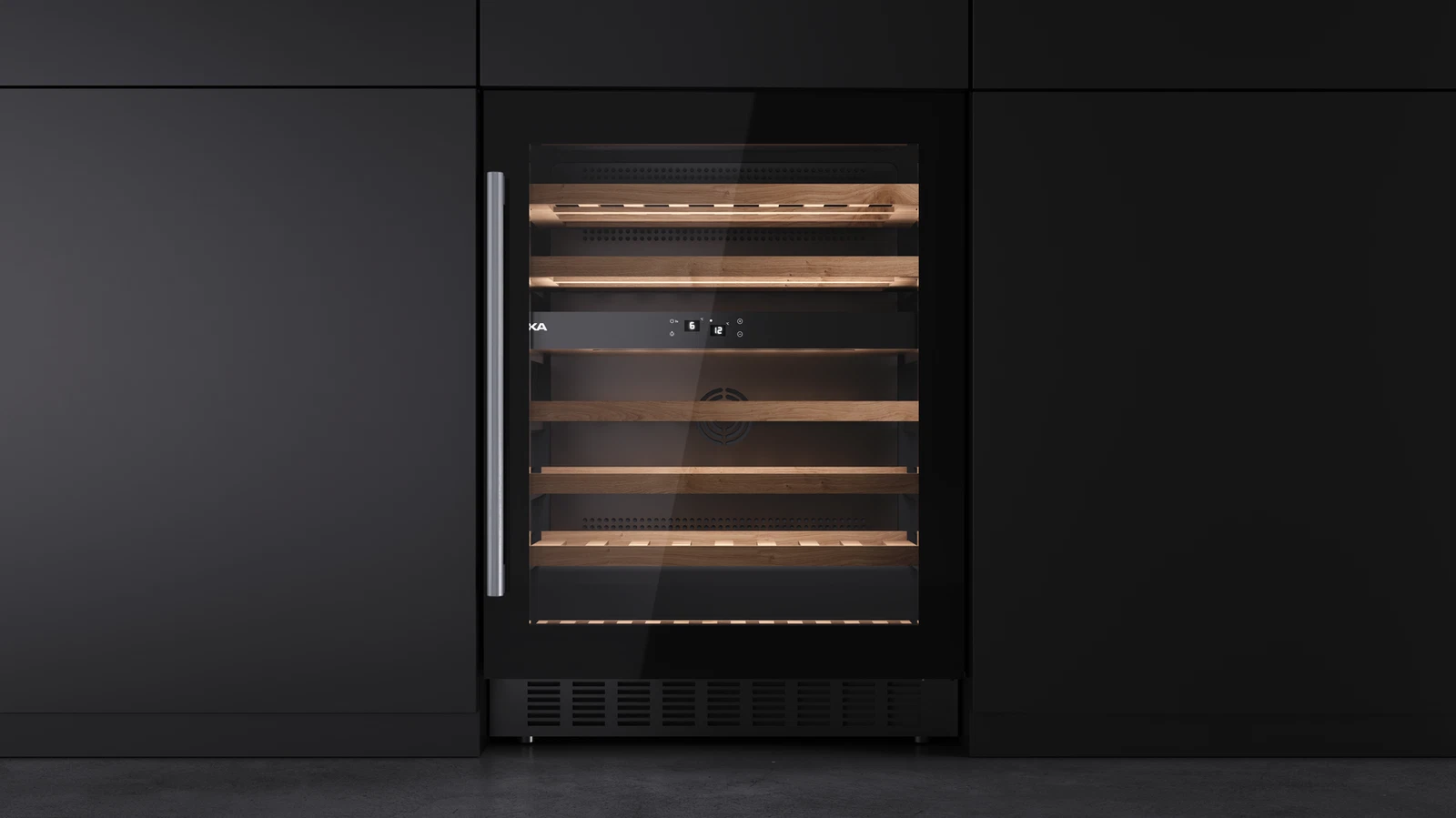 Встраиваемый винный кулер подстольного монтажа RVU 20046 BLACK GLASS