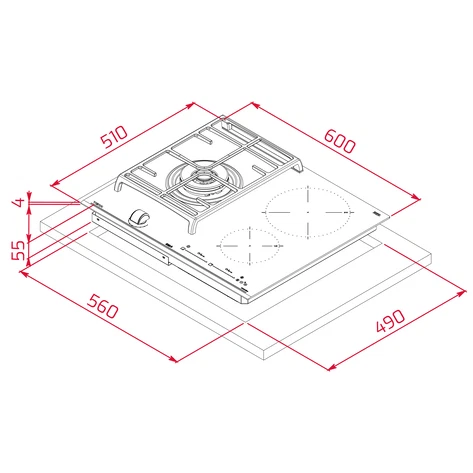 Варочная панель HYBRID Индукция DirectSense и Газ ExactFlame 60 см HYBRID JZC 63312 ABN Black