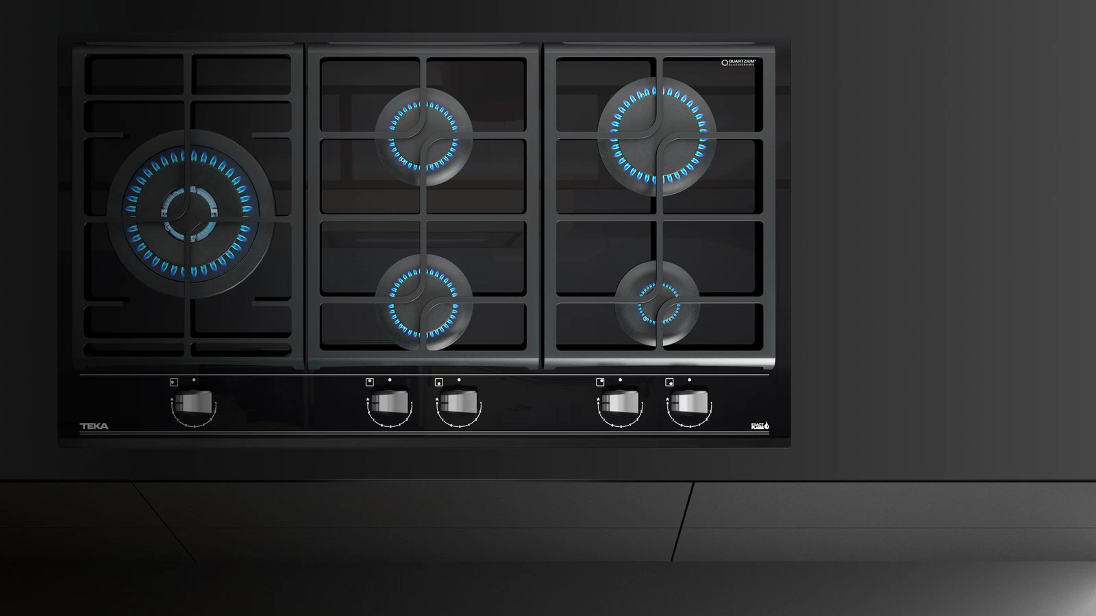 Варочная панель газ на стекле 90 см/ Коллекция Urban GZC 95320 XBC NIGHT RIVER BLACK