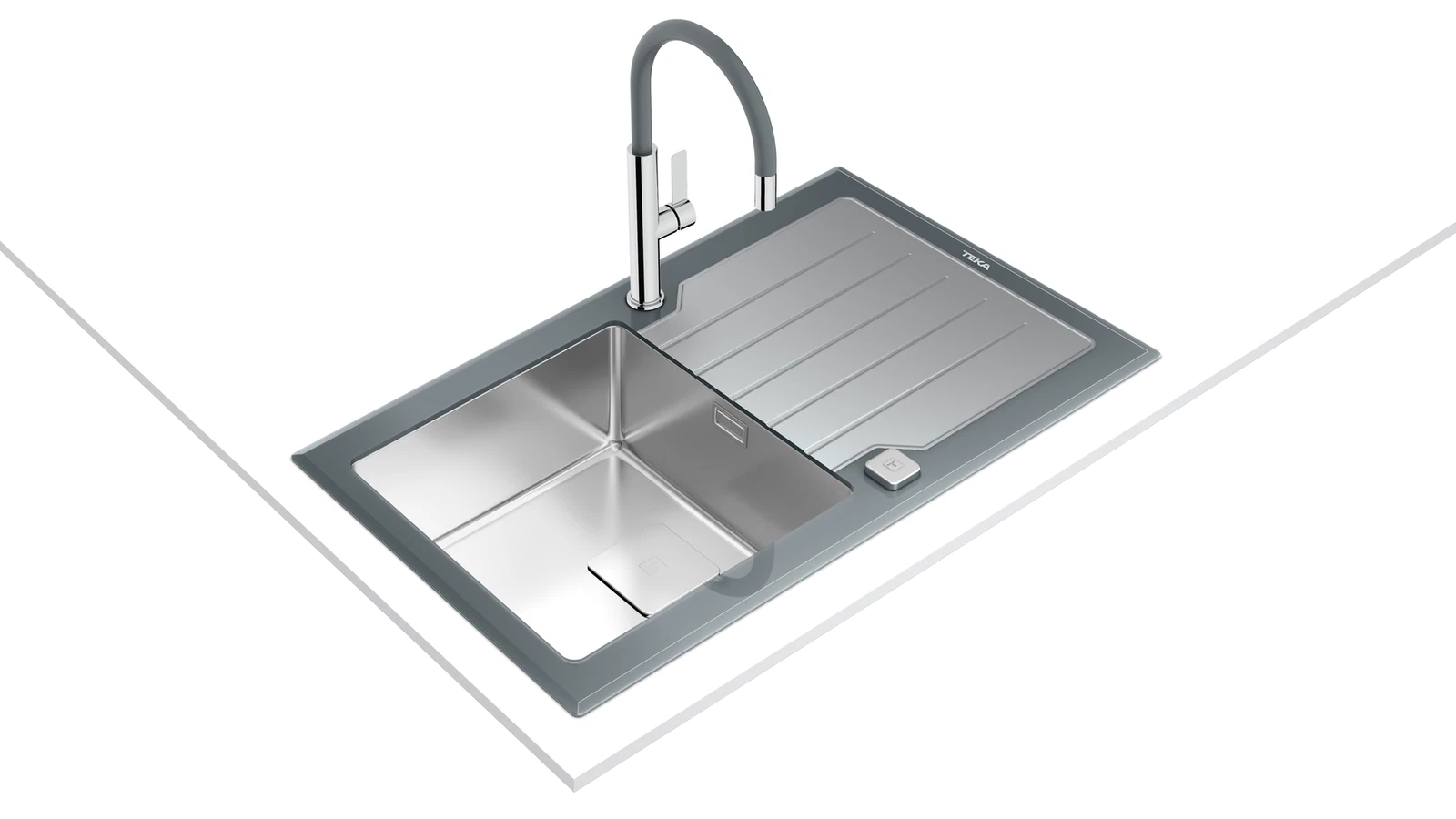 Мойка из нержавеющей стали врезная Teka  DIAMOND RS15 1B 1D 86 STONE GREY Серый Камень Стекло
