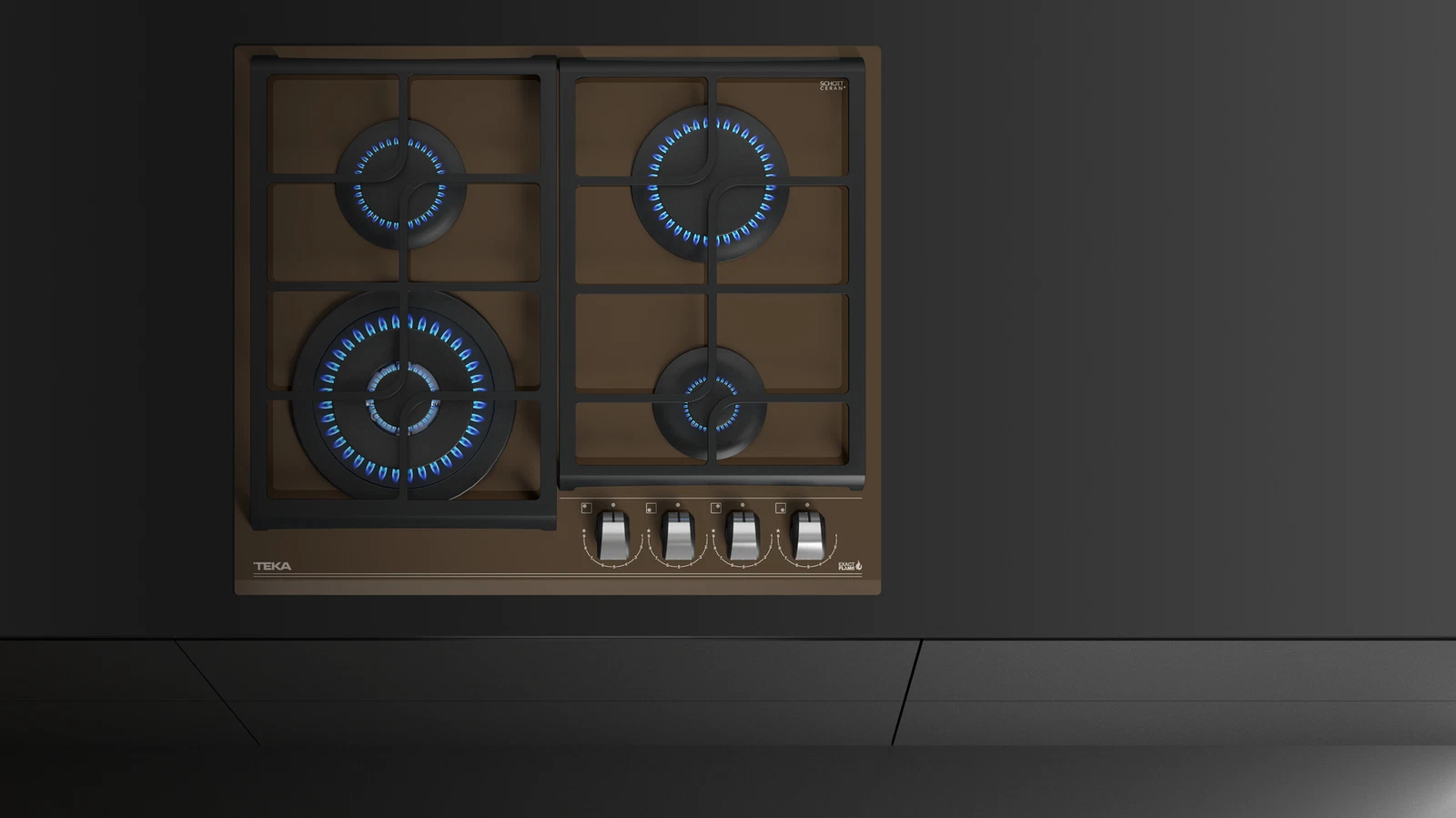 Варочная панель газ на стекле 60 см / Коллекция Urban GZC 64320 XBN LONDON BRICK BROWN