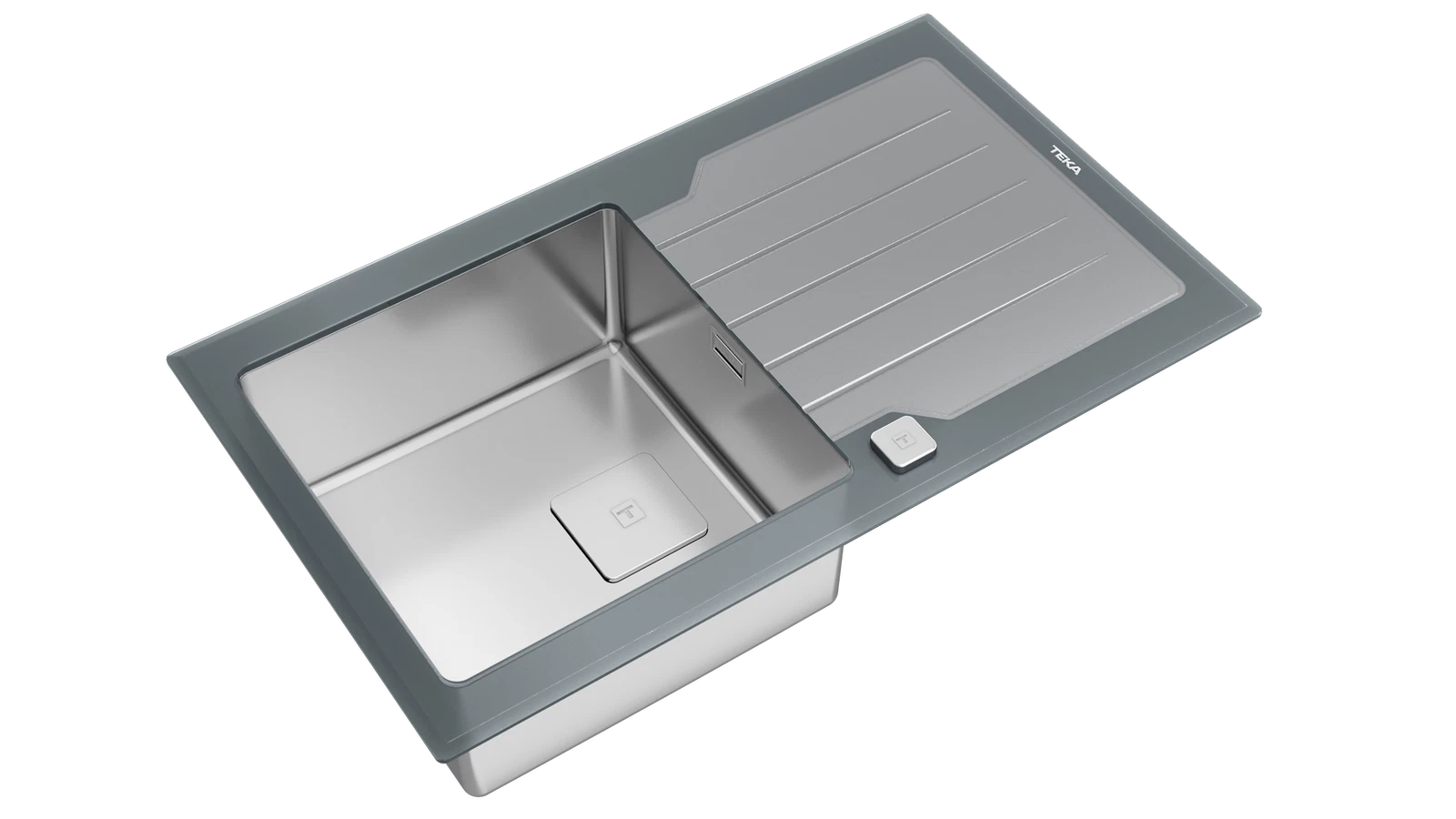 Мойка из нержавеющей стали врезная Teka  DIAMOND RS15 1B 1D 86 STONE GREY Серый Камень Стекло