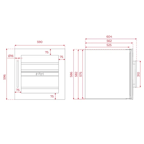 Встраиваемый в колонну винный кулер RVI 20041 BLACK GLASS