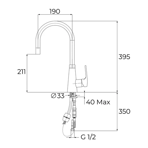Смеситель с выдвижным душем VTK 938 CHROME