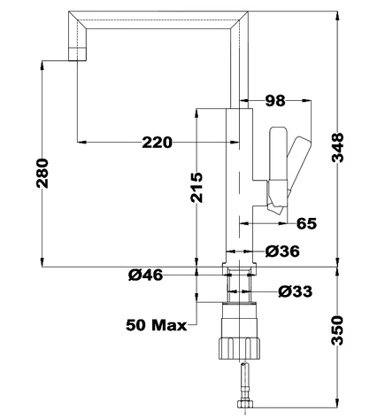 Смеситель с высоким поворотным изливом FOT 990 CHROME