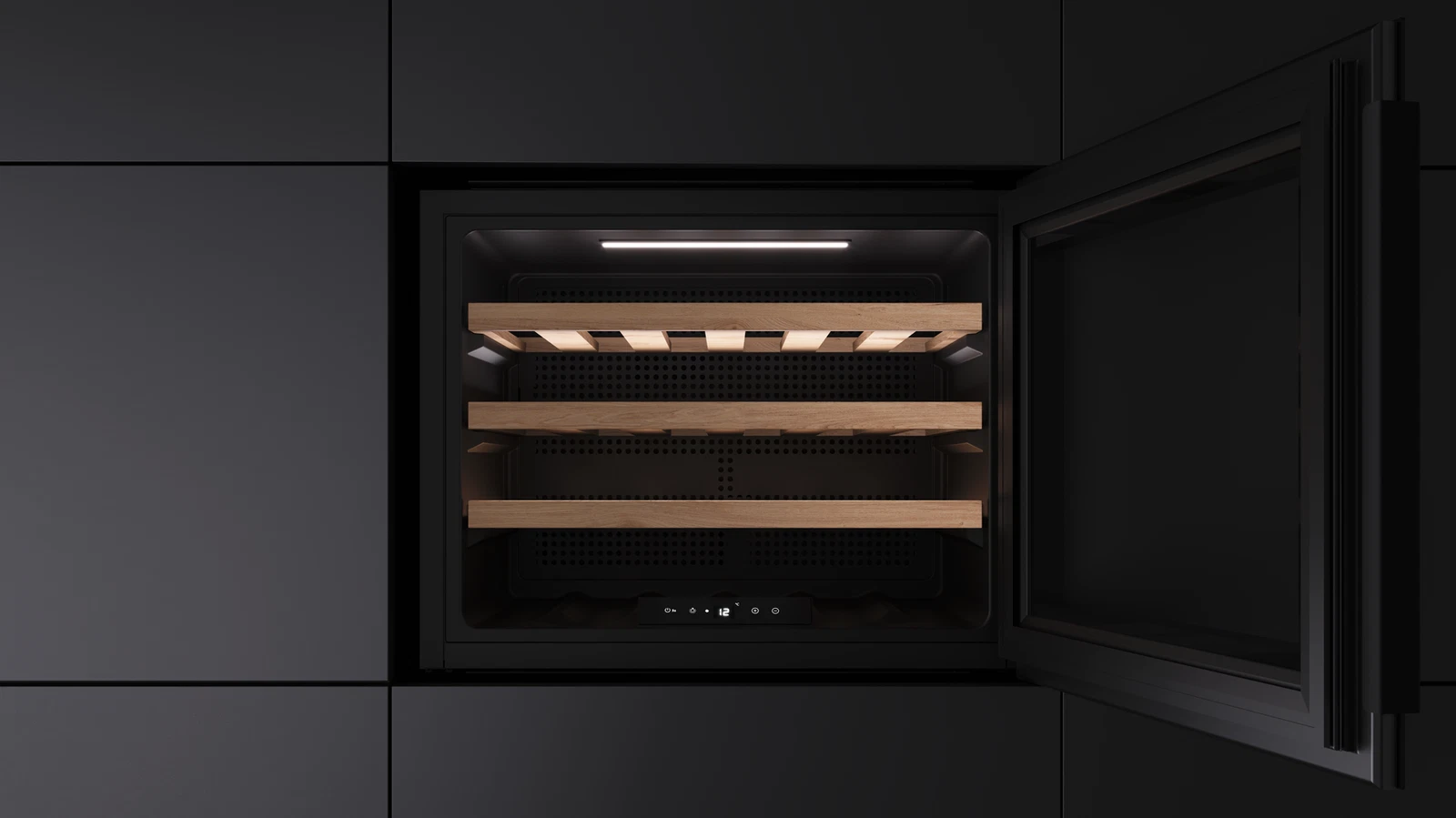 Встраиваемый в колонну винный кулер RVI 10024 BLACK GLASS