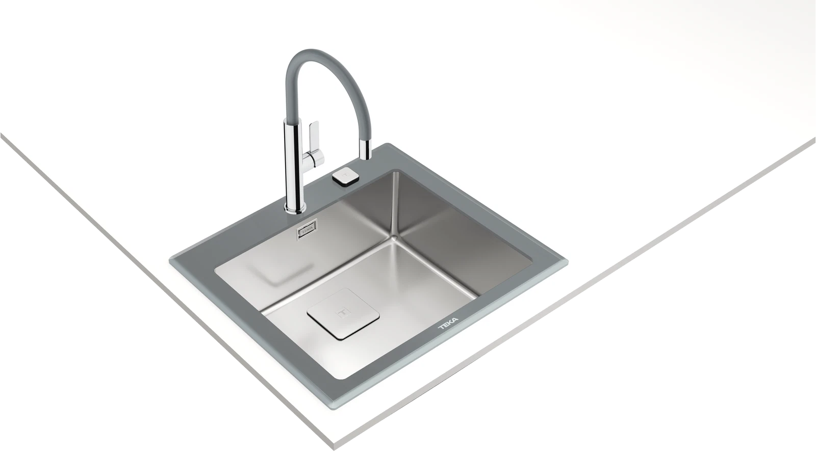 Мойка из нержавеющей стали врезная Teka  DIAMOND RS15 1B 60 STONE GREY Серый Камень Стекло