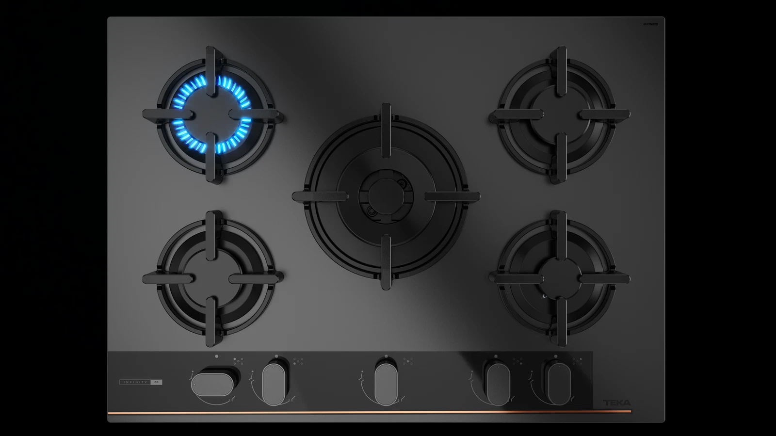 Варочная панель газ на стекле 70 см GBC 75-G1 GBN Infinity Matt Black