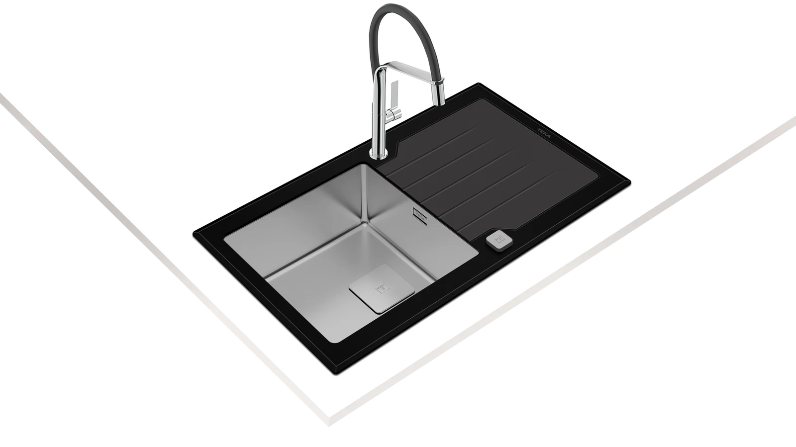 Мойка из нержавеющей стали врезная Teka  DIAMOND RS15 1B 1D 86 BLACK Чёрное Стекло