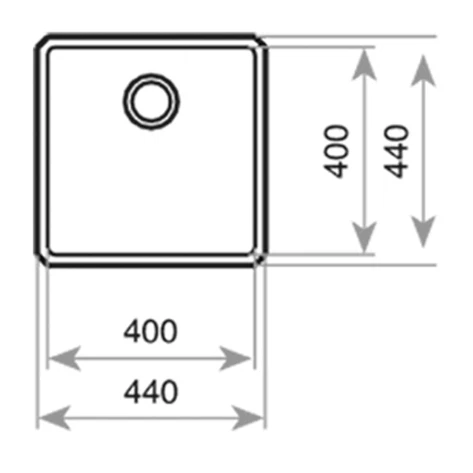 Мойка из нержавеющей стали с 1-ой чашей/ Подстольный монтаж BE LINEA RS15 40.40 POLISHED