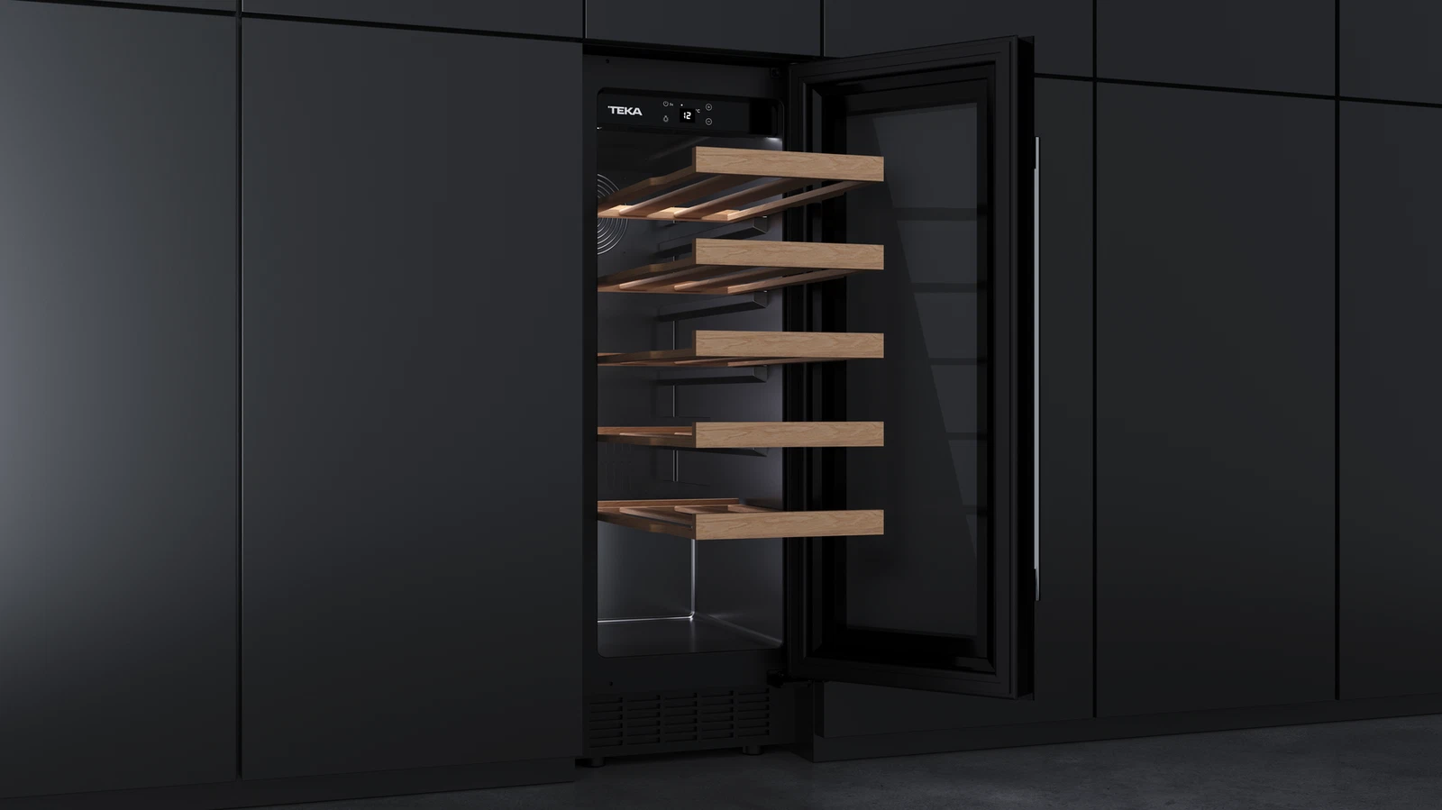 Встраиваемый винный кулер подстольного монтажа RVU 10020 BLACK GLASS