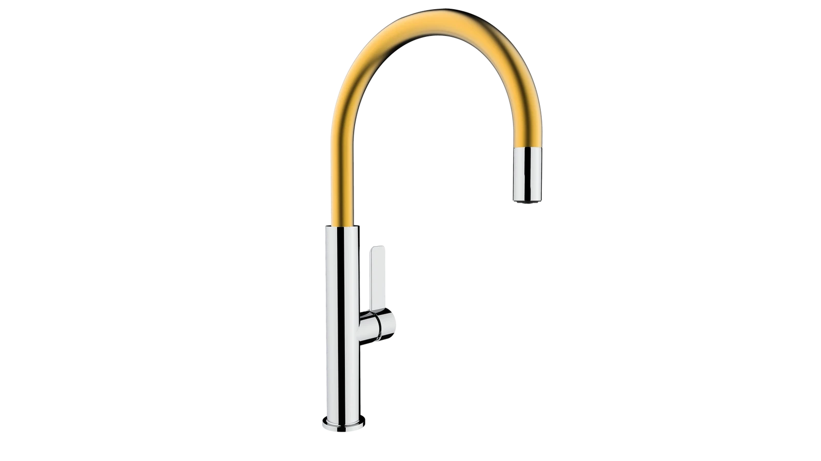 Смеситель с высоким поворотным изливом. Люксовое долговечное PVD-покрытие. FOT 995 BRASS