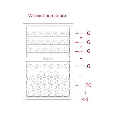 Встраиваемый в колонну винный кулер с 2-мя независимыми зонами охлаждения RVI 20046 BLACK GLASS