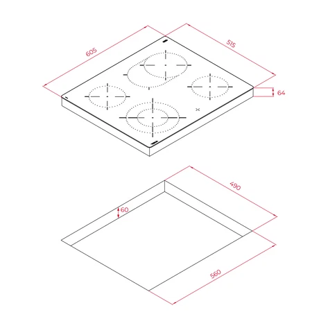 Стеклокерамическая варочная панель High Light 60 см TTB 64320 TTC