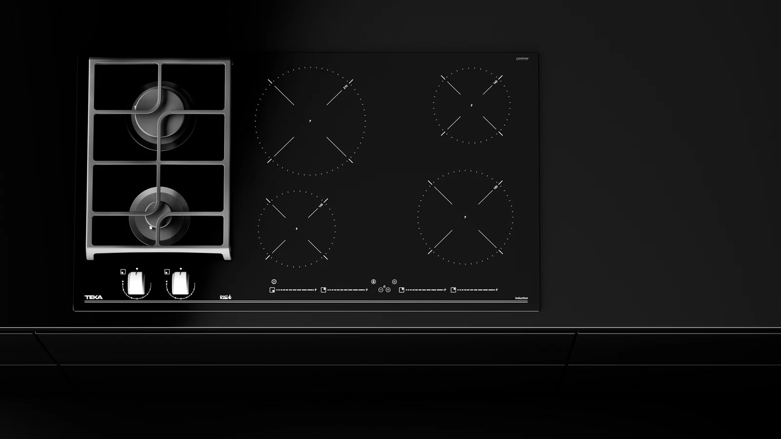 Варочная панель HYBRID Индукция и Газ ExactFlame 90 см HYBRID JZC 96324 ABN Black