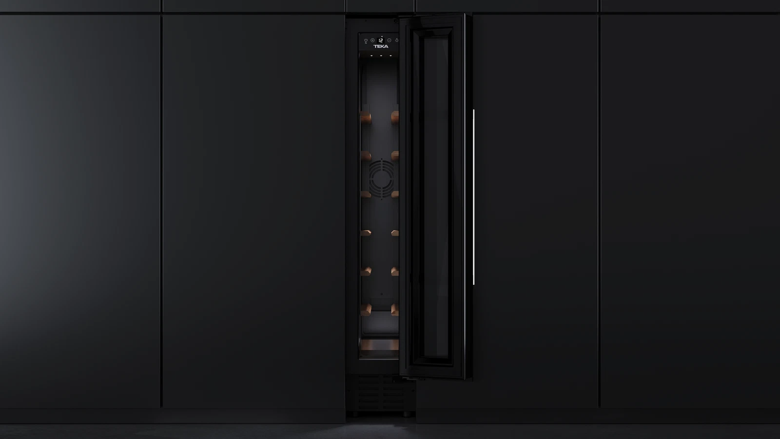 Встраиваемый винный кулер подстольного монтажа RVU 10008 BLACK GLASS