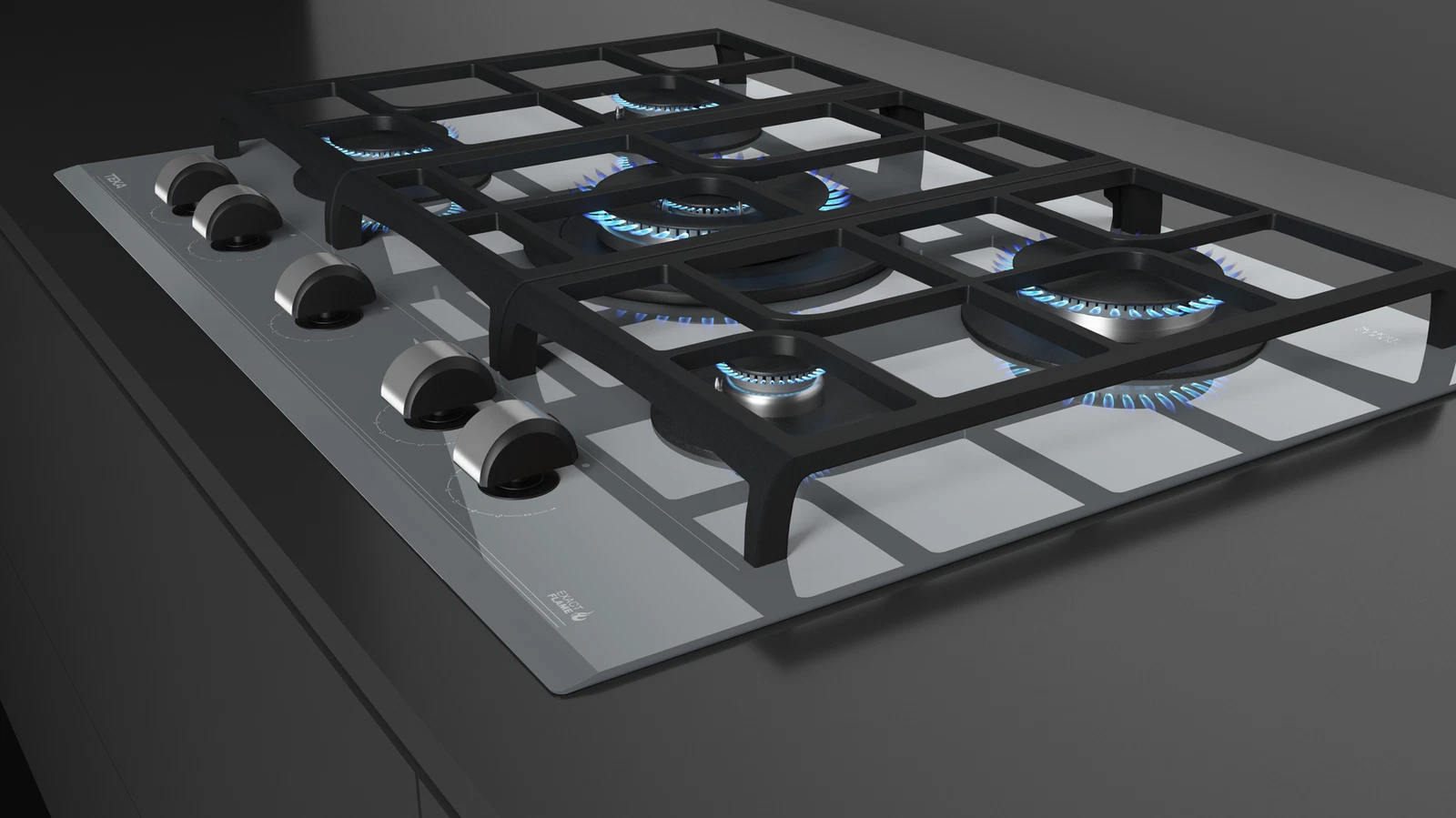 Варочная панель газ на стекле 70 см / Коллекция Urban GZC 75330 XBN STONE GREY