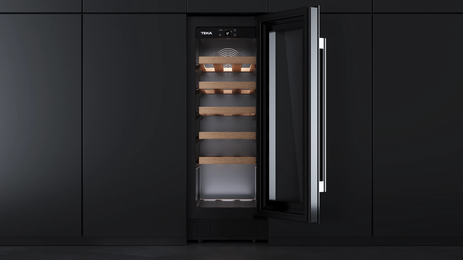 Встраиваемый винный кулер подстольного монтажа RVU 10020 BLACK GLASS