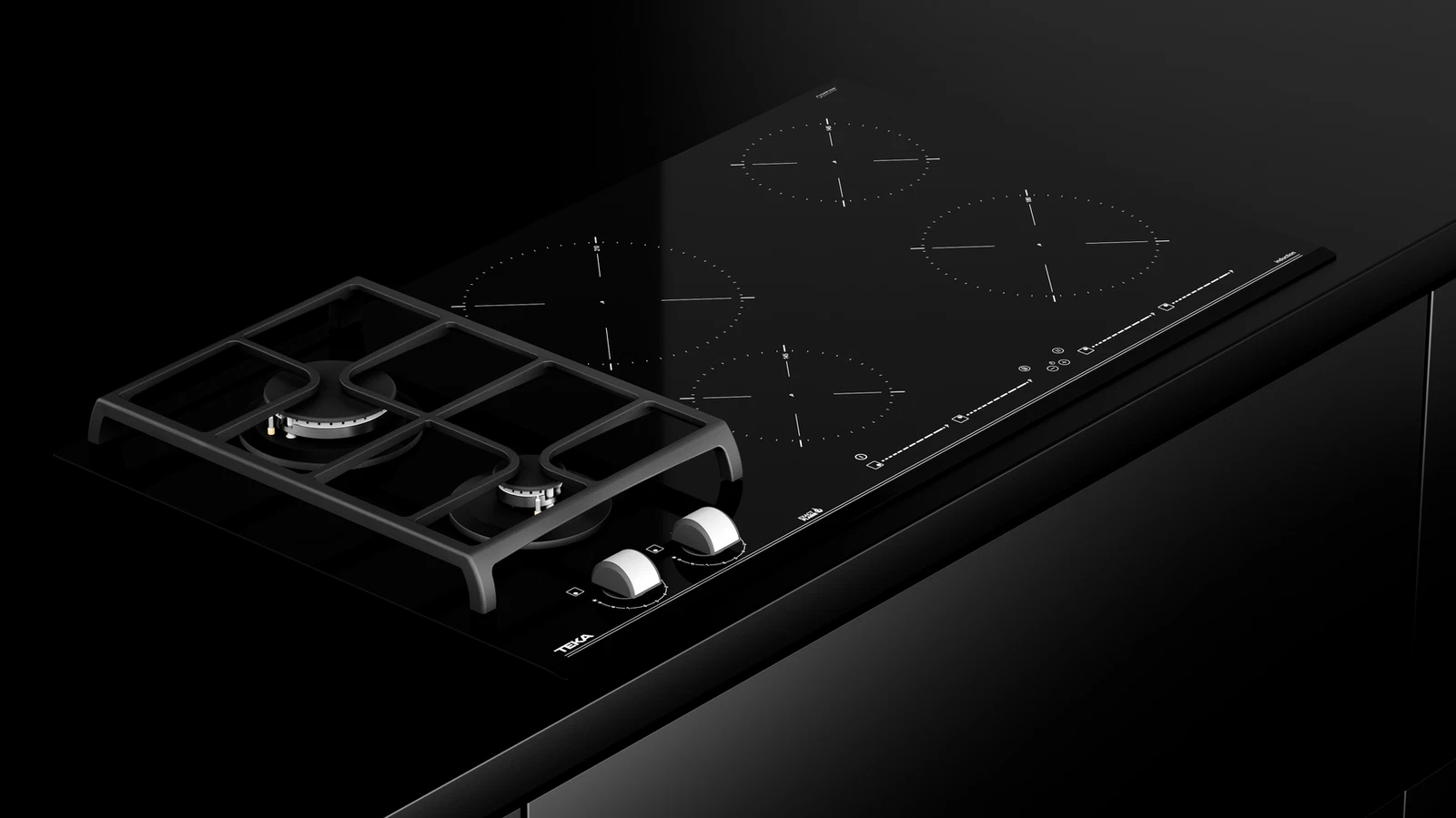 Варочная панель HYBRID Индукция и Газ ExactFlame 90 см HYBRID JZC 96324 ABN Black