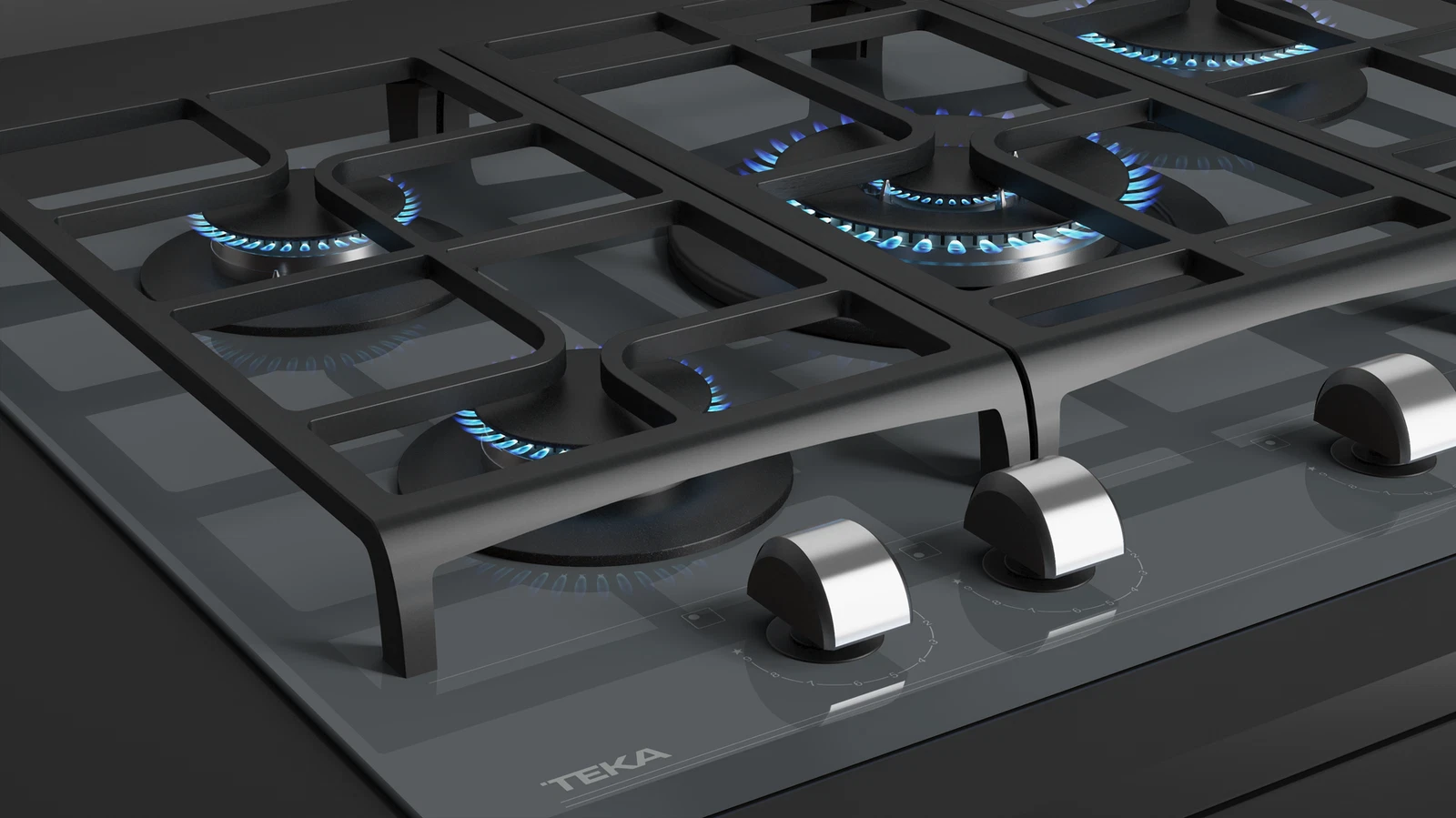 Варочная панель газ на стекле 70 см / Коллекция Urban GZC 75330 XBN STONE GREY