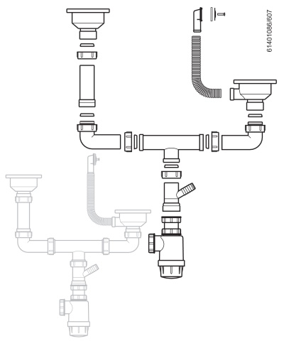 Слив 3 ½ с круглым переливом для 1,5- чашевой мойки Teka Белый