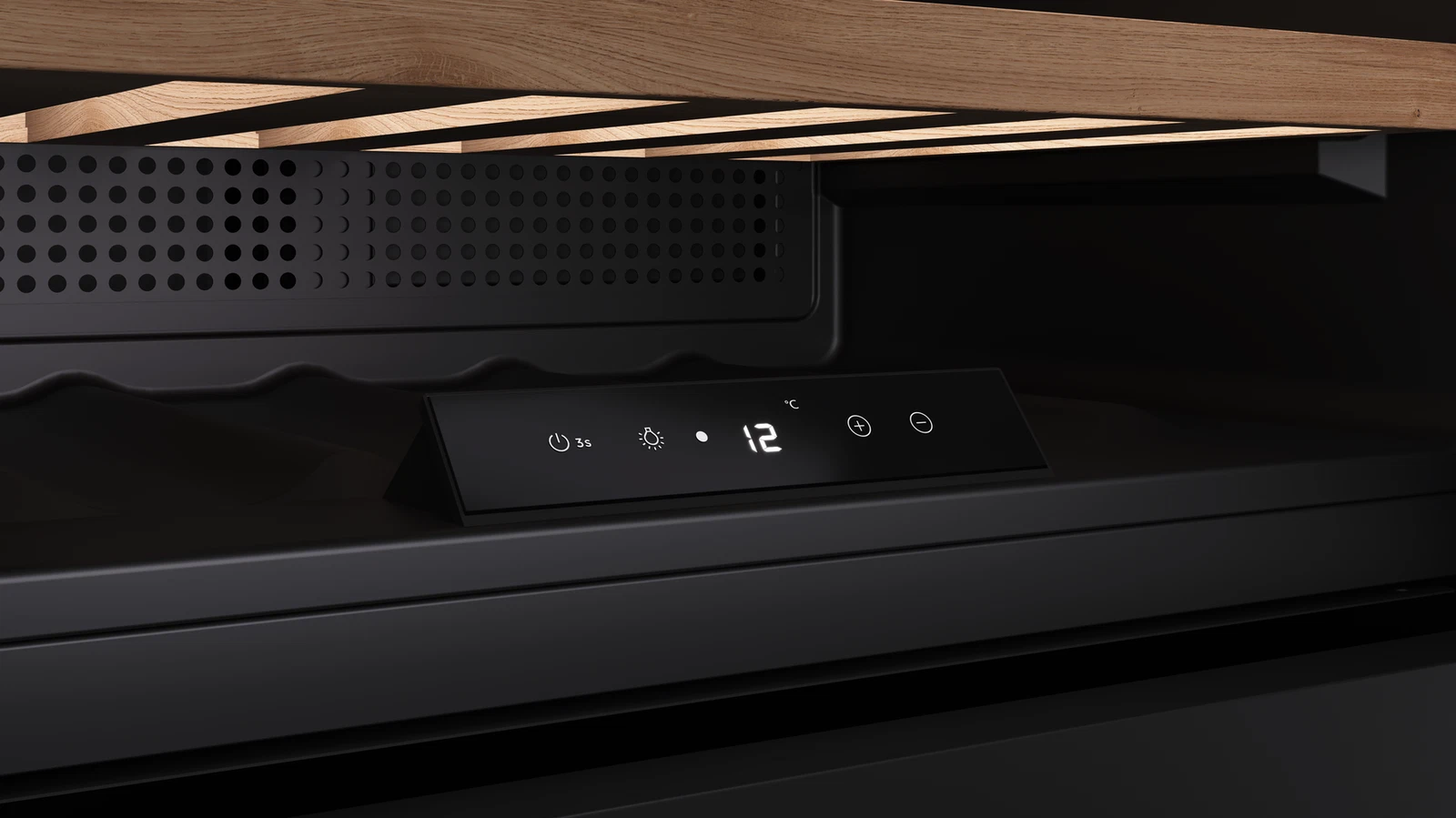 Встраиваемый в колонну винный кулер RVI 10024 BLACK GLASS