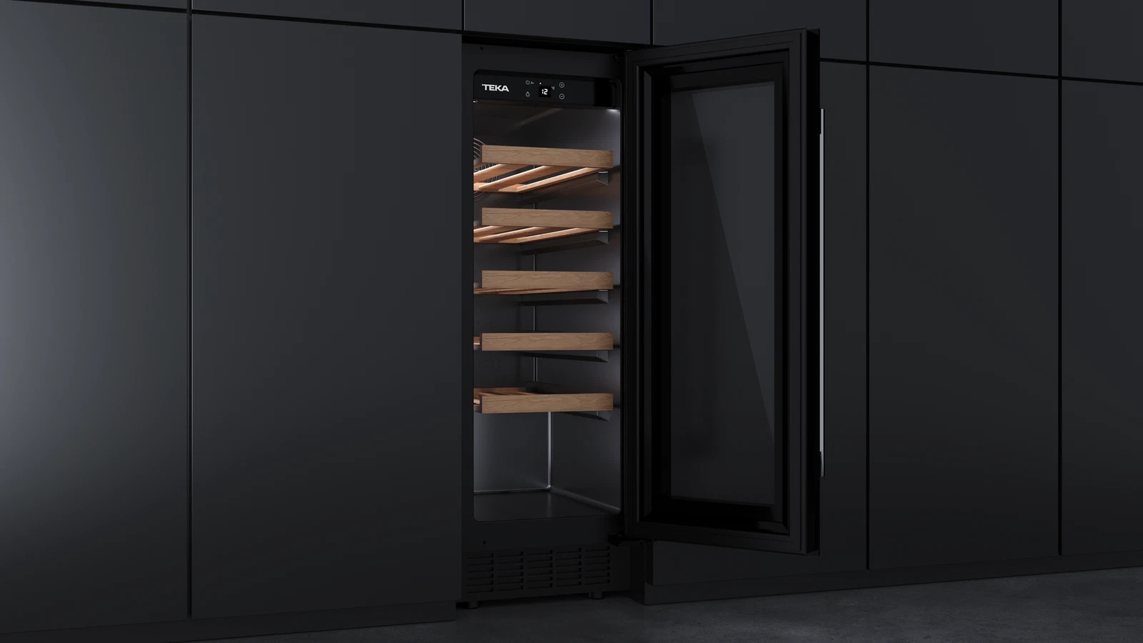 Встраиваемый винный кулер подстольного монтажа RVU 10020 BLACK GLASS