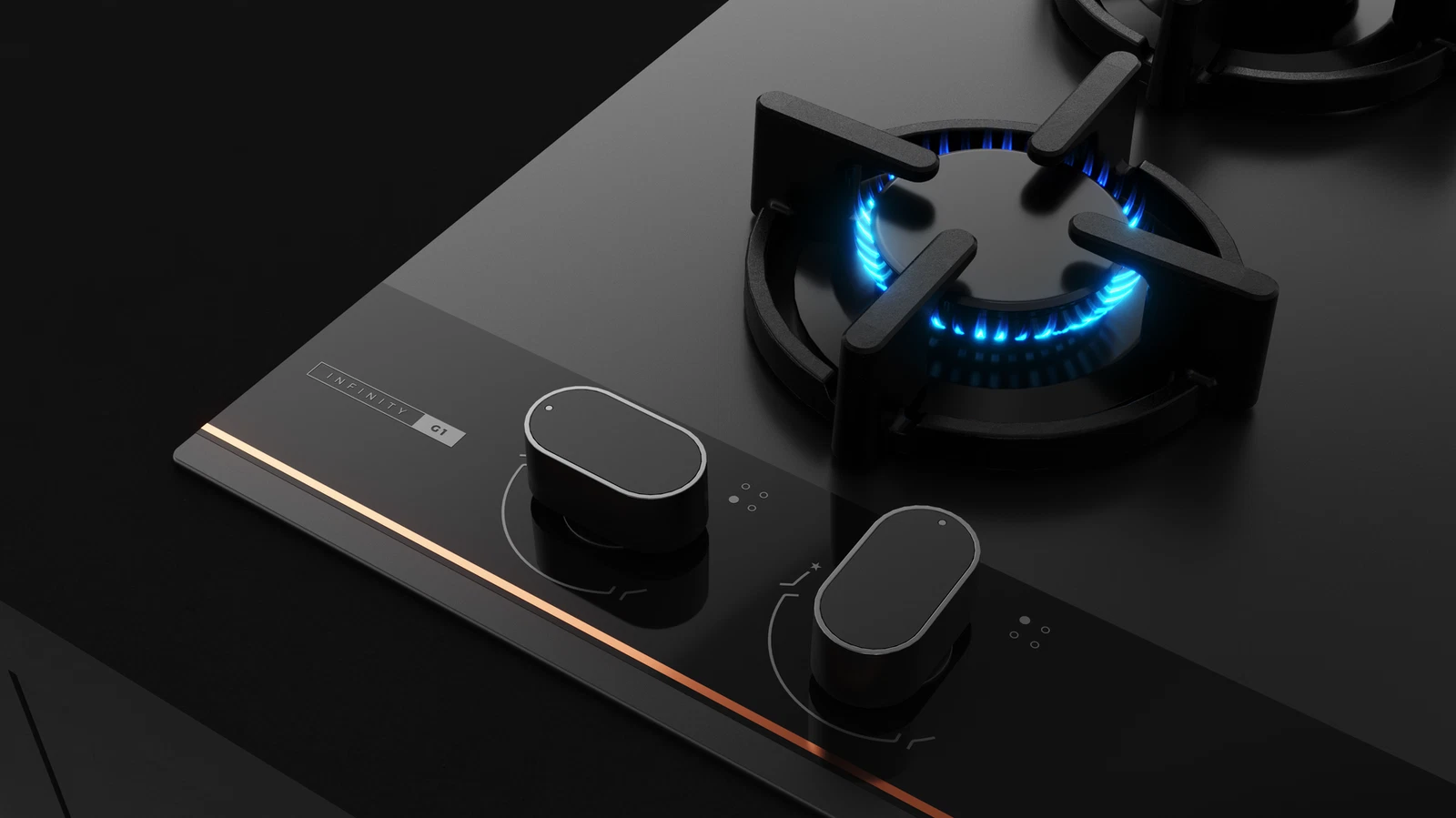 Варочная панель газ на стекле 60 см GBC 64-G1 GBN Infinity Matt Black