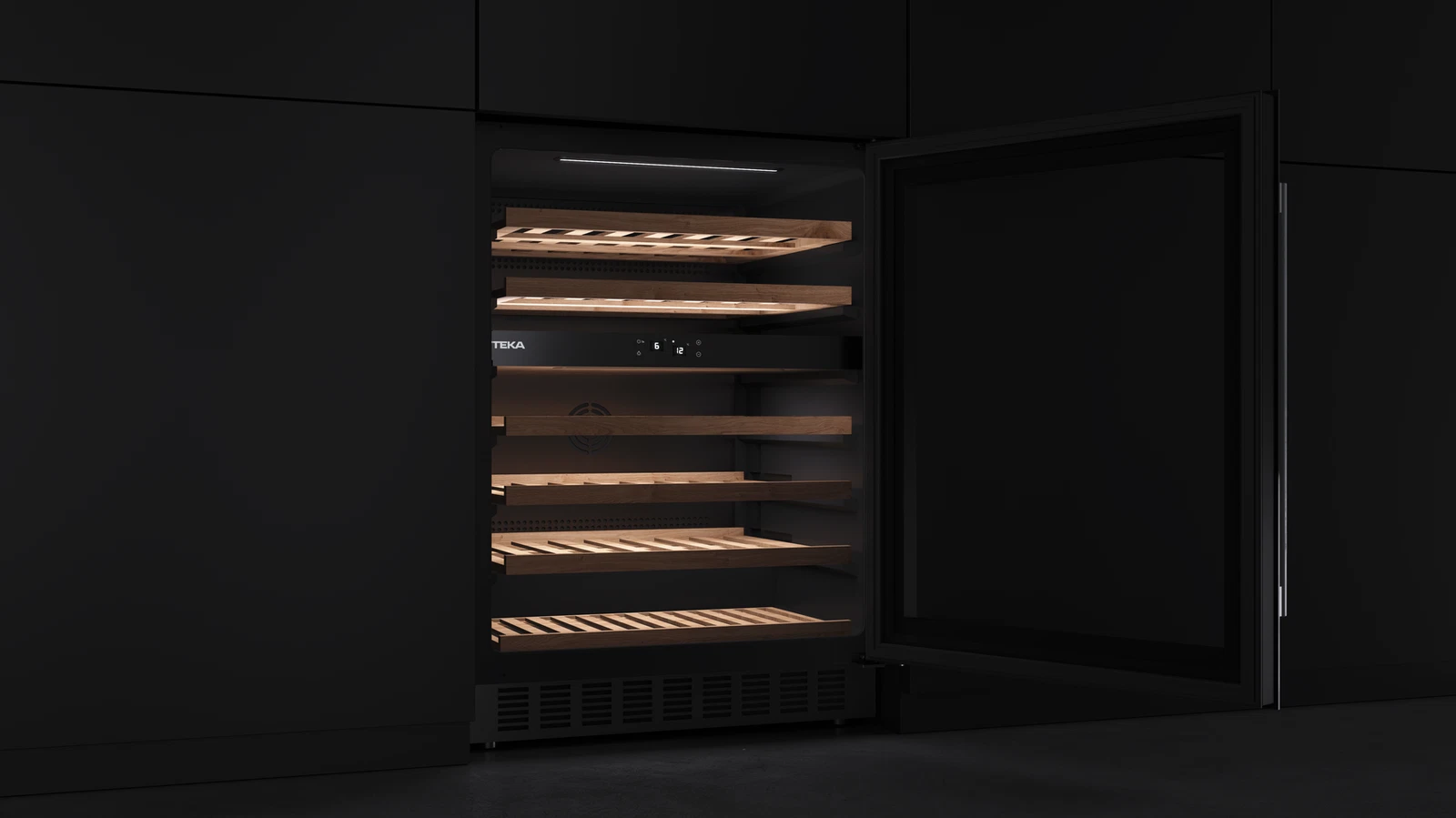 Встраиваемый винный кулер подстольного монтажа RVU 20046 BLACK GLASS