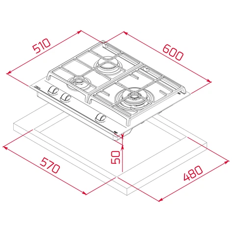 Варочная панель газ на стекле 60 см GZC 63310 XBN BLACK