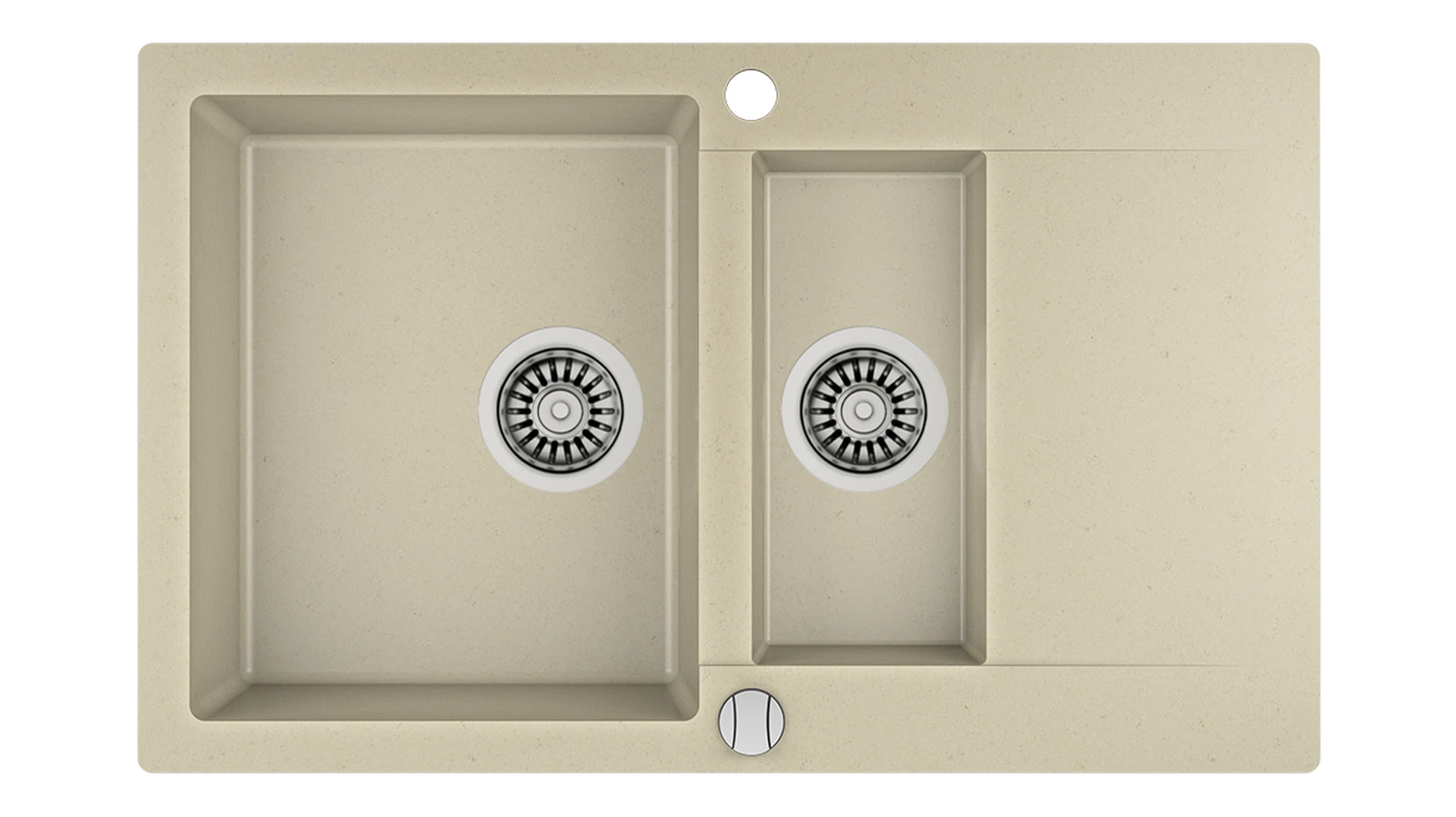 Мойка врезного монтажа из Тегранита с 1-ой основной и 1-ой дополнительной чашами CLIVO 60 B-TQ 1½B 1D TOPAZ BEIGE
