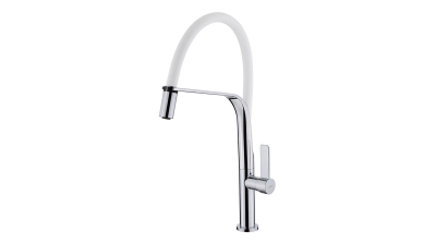 Смеситель с гибким поворотным изливом FO 997 WHITE-CHROME