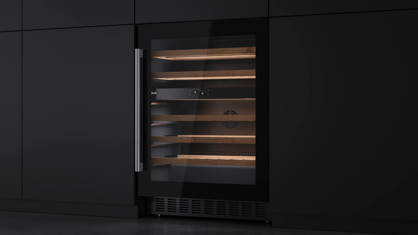 Встраиваемый винный кулер подстольного монтажа RVU 20046 BLACK GLASS