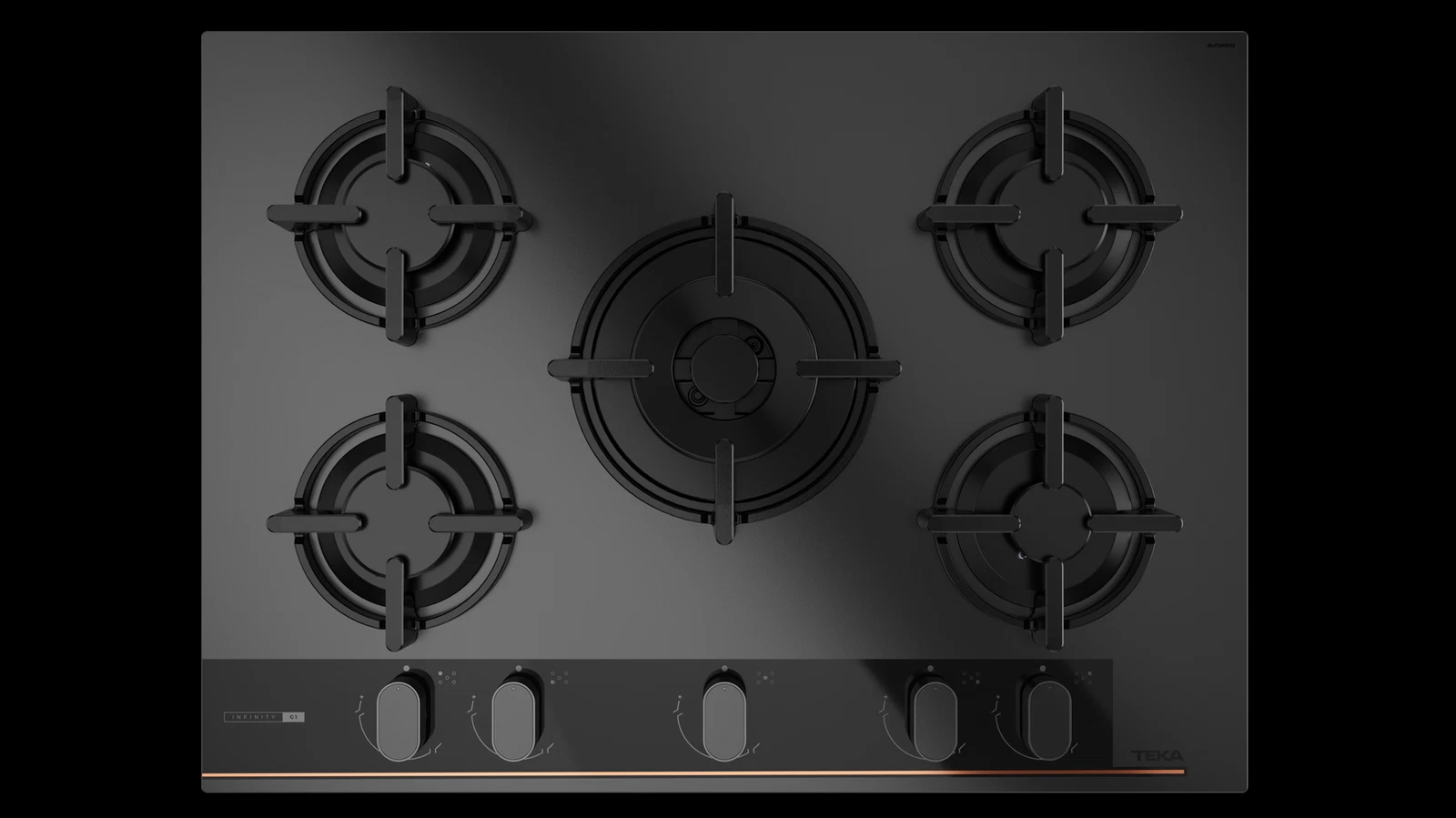 Варочная панель газ на стекле 70 см GBC 75-G1 GBN Infinity Matt Black