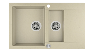 Мойка врезного монтажа из Тегранита с 1-ой основной и 1-ой дополнительной чашами CLIVO 60 B-TQ 1½B 1D TOPAZ BEIGE