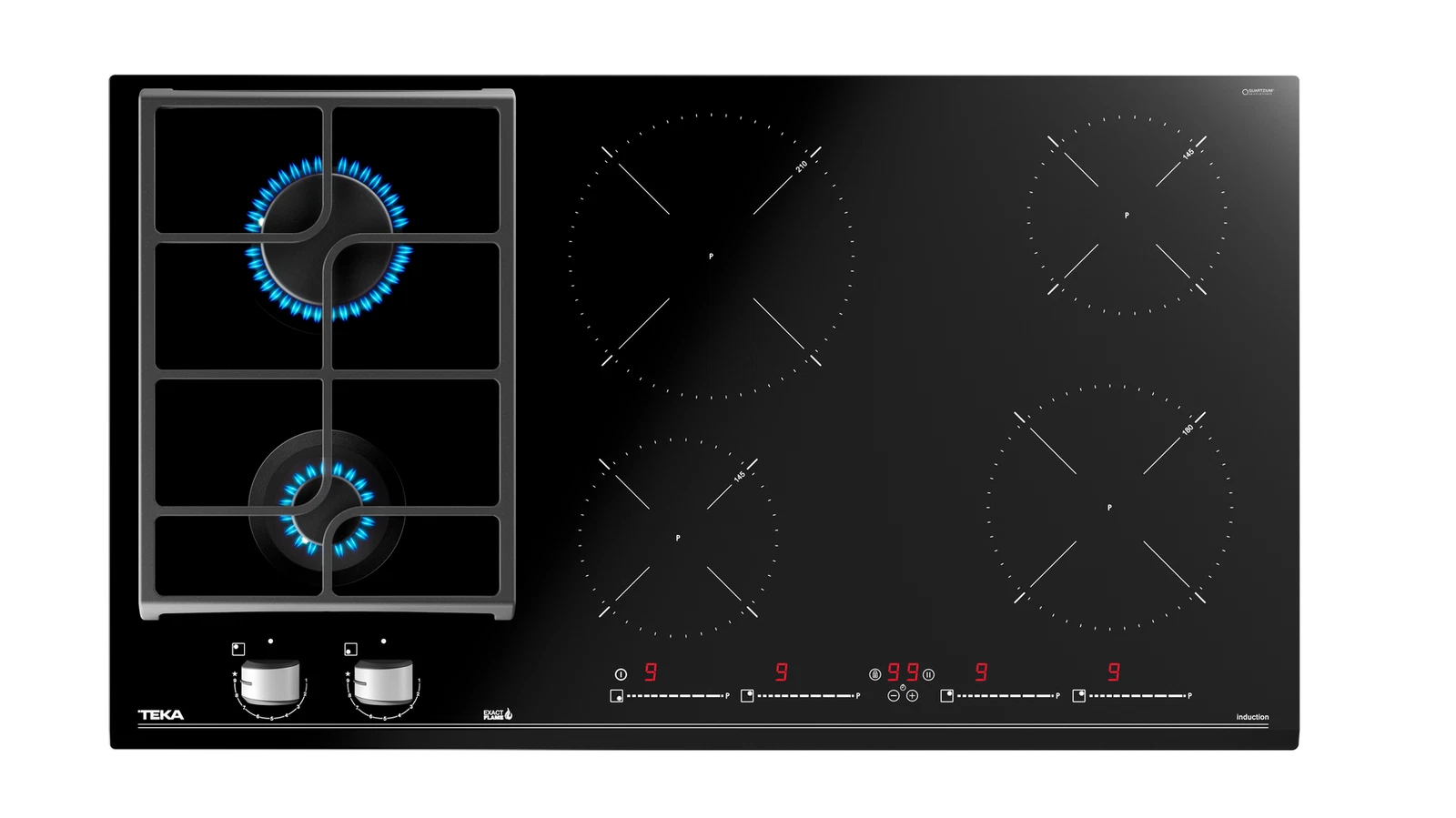 Варочная панель HYBRID Индукция и Газ ExactFlame 90 см HYBRID JZC 96324 ABN Black