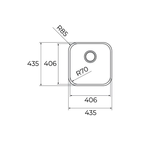 Мойка из нержавеющей стали с 1-ой чашей/ Подстольный монтаж Basico BE 400 1B MATT