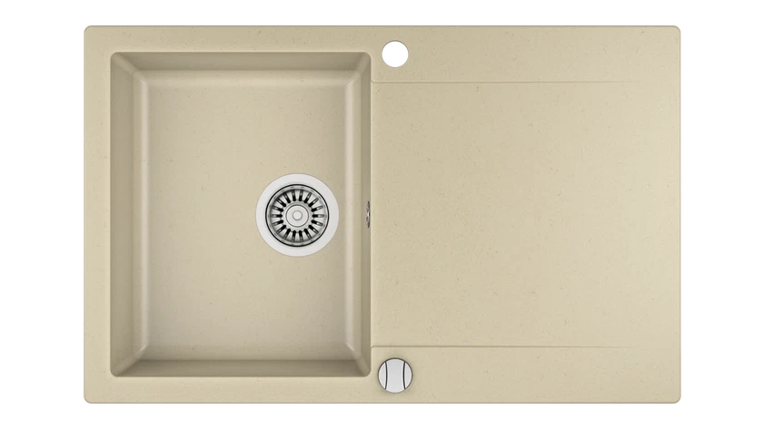 Мойка врезного монтажа из Тегранита с 1-ой чашей CLIVO 45 B-TQ 1B 1D TOPAZ BEIGE