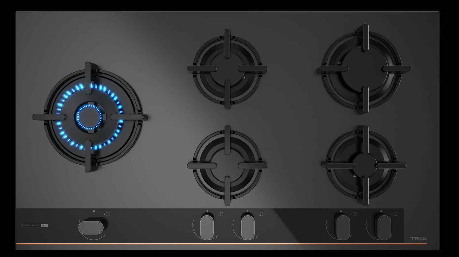 Варочная панель газ на стекле 90 см GBC 95-G1 GBC Infinity Matt Black