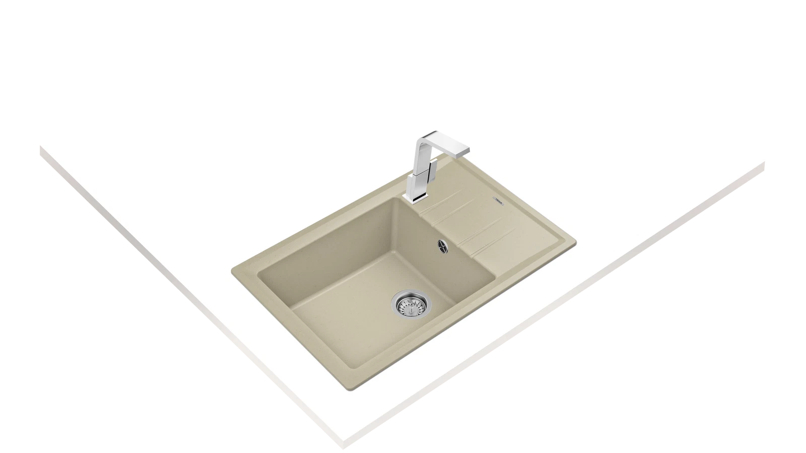Мойка врезного монтажа из Тегранита Плюс с 1-ой чашей STONE 60 S-TG 1B 1D TOPASBEIGE