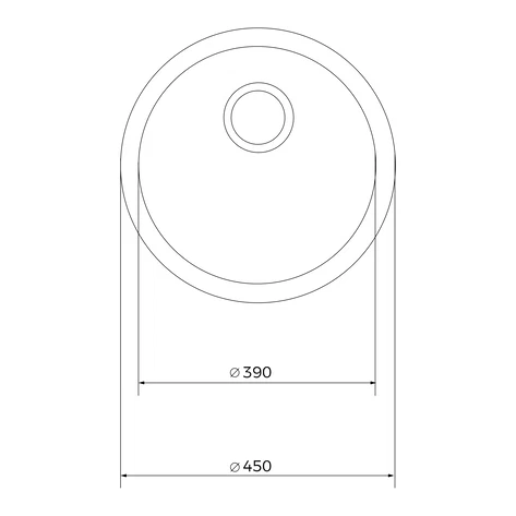 Мойка из нержавеющей стали с 1-ой чашей/ Подстольный монтаж BE Ø390 POLISHED