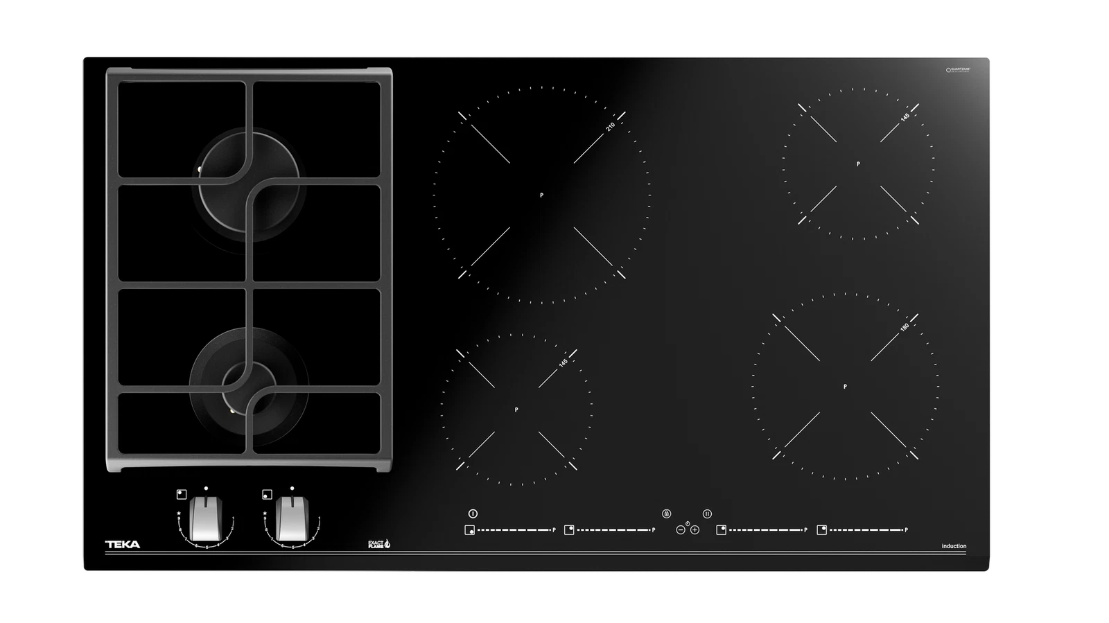 Варочная панель HYBRID Индукция и Газ ExactFlame 90 см HYBRID JZC 96324 ABN Black